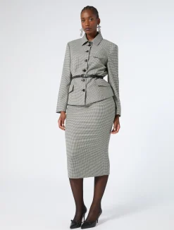 Fashion Marina Rinaldi Stretch wool twill skirt BLACKWHITE