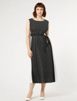 Clearance Marina Rinaldi Sunray-pleated long dress BLACKWHITE