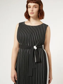 Clearance Marina Rinaldi Sunray-pleated long dress BLACKWHITE
