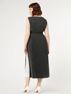 Clearance Marina Rinaldi Sunray-pleated long dress BLACKWHITE