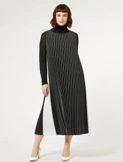 Clearance Marina Rinaldi Sunray-pleated long dress BLACKWHITE