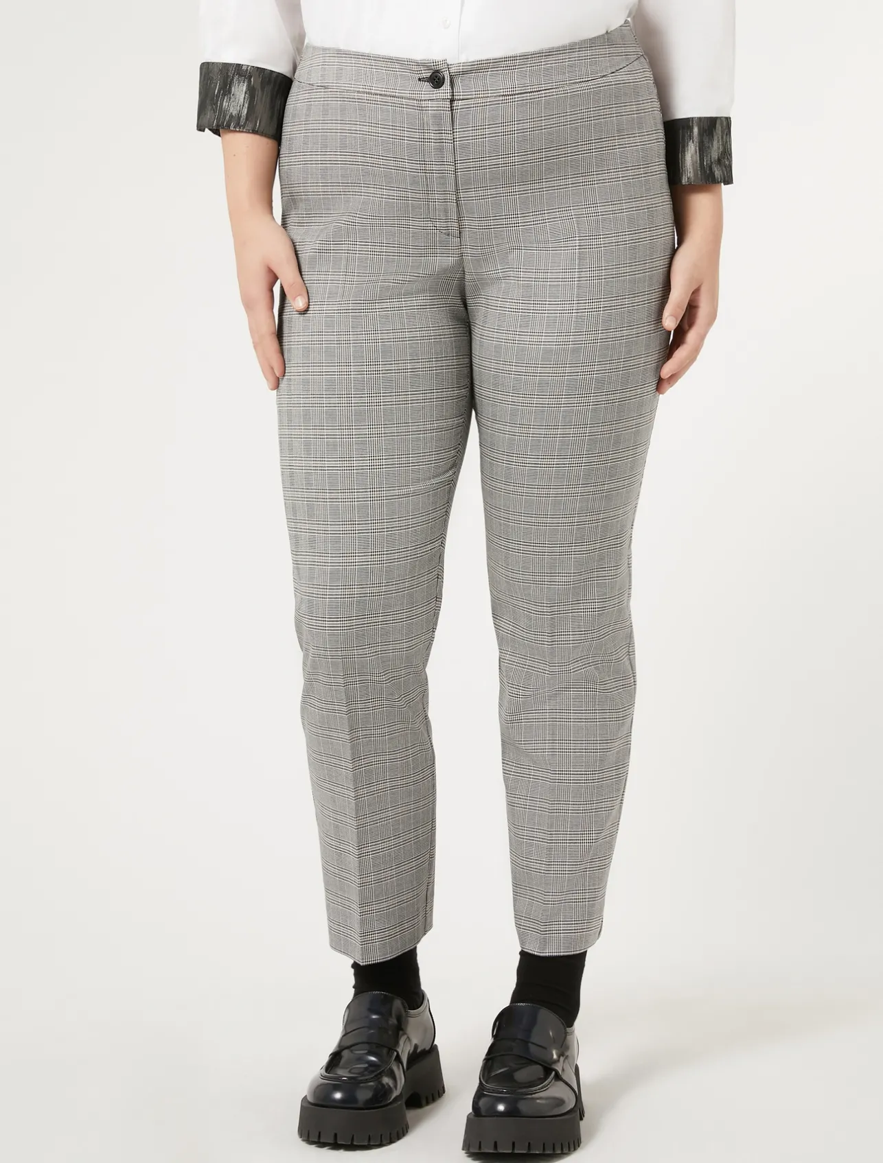 Fashion Marina Rinaldi Technical canvas and viscose trousers BLACK