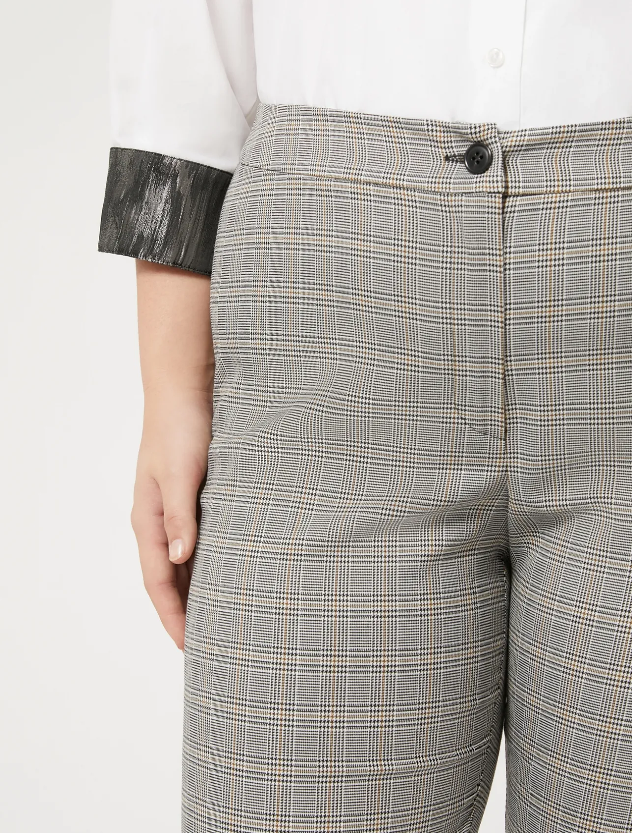 Fashion Marina Rinaldi Technical canvas and viscose trousers BLACK