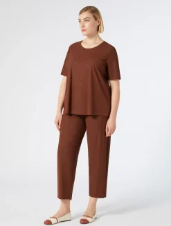 Online Marina Rinaldi Technical jersey trousers COPPER