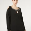 Fashion Marina Rinaldi Technical viscose sweater BLACK