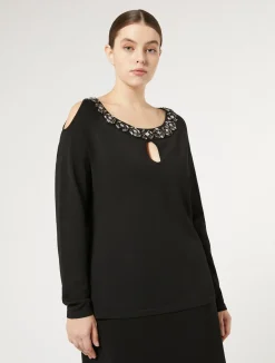 Fashion Marina Rinaldi Technical viscose sweater BLACK