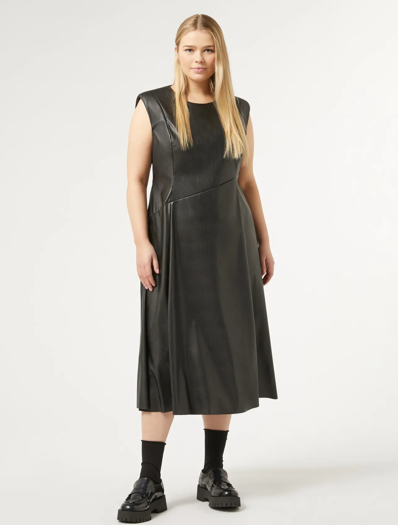 Sale Marina Rinaldi Technical-fabric dress BLACK