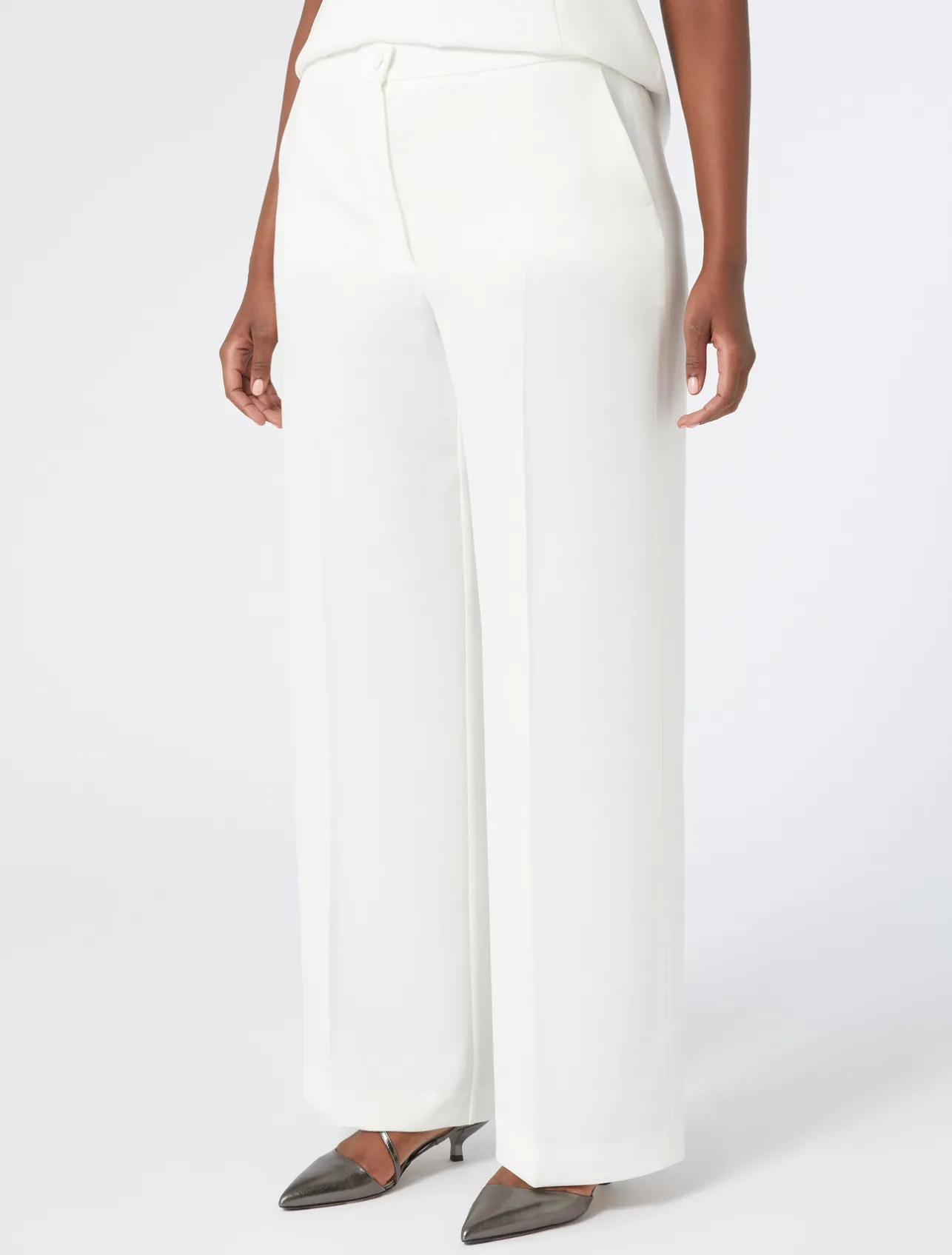 Fashion Marina Rinaldi Triacetate cady trousers WHITE
