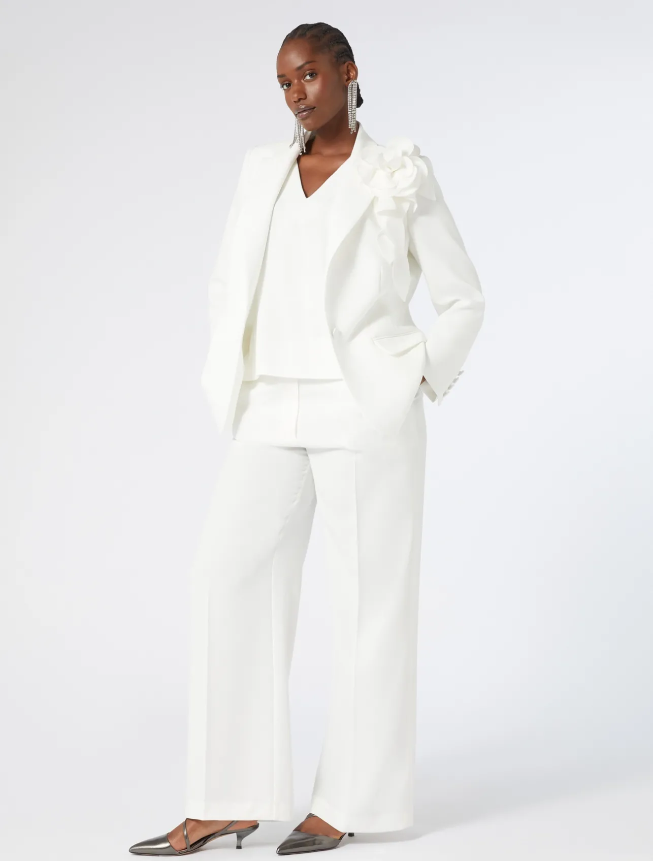Fashion Marina Rinaldi Triacetate cady trousers WHITE