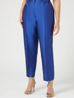 Fashion Marina Rinaldi Trousers in pure silk shantung PURPLE