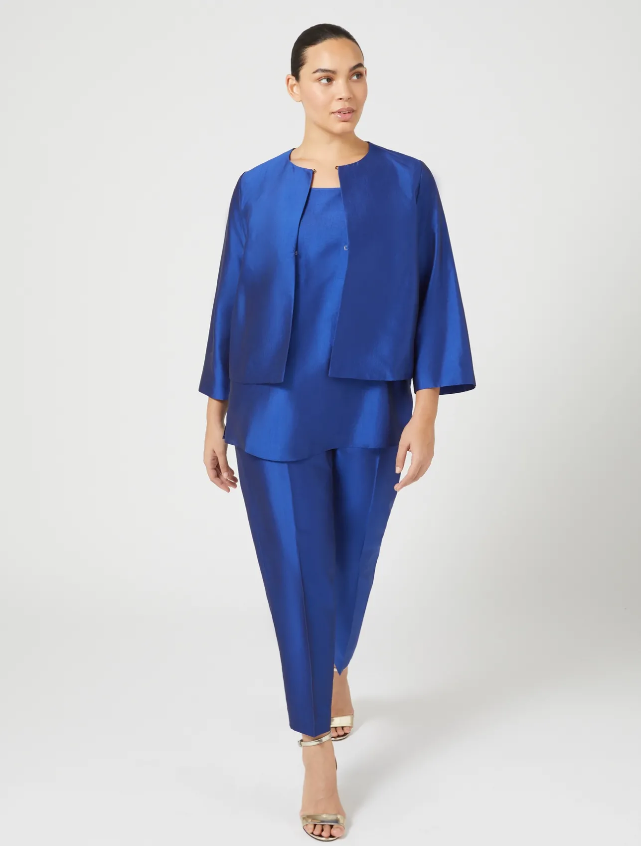 Fashion Marina Rinaldi Trousers in pure silk shantung PURPLE