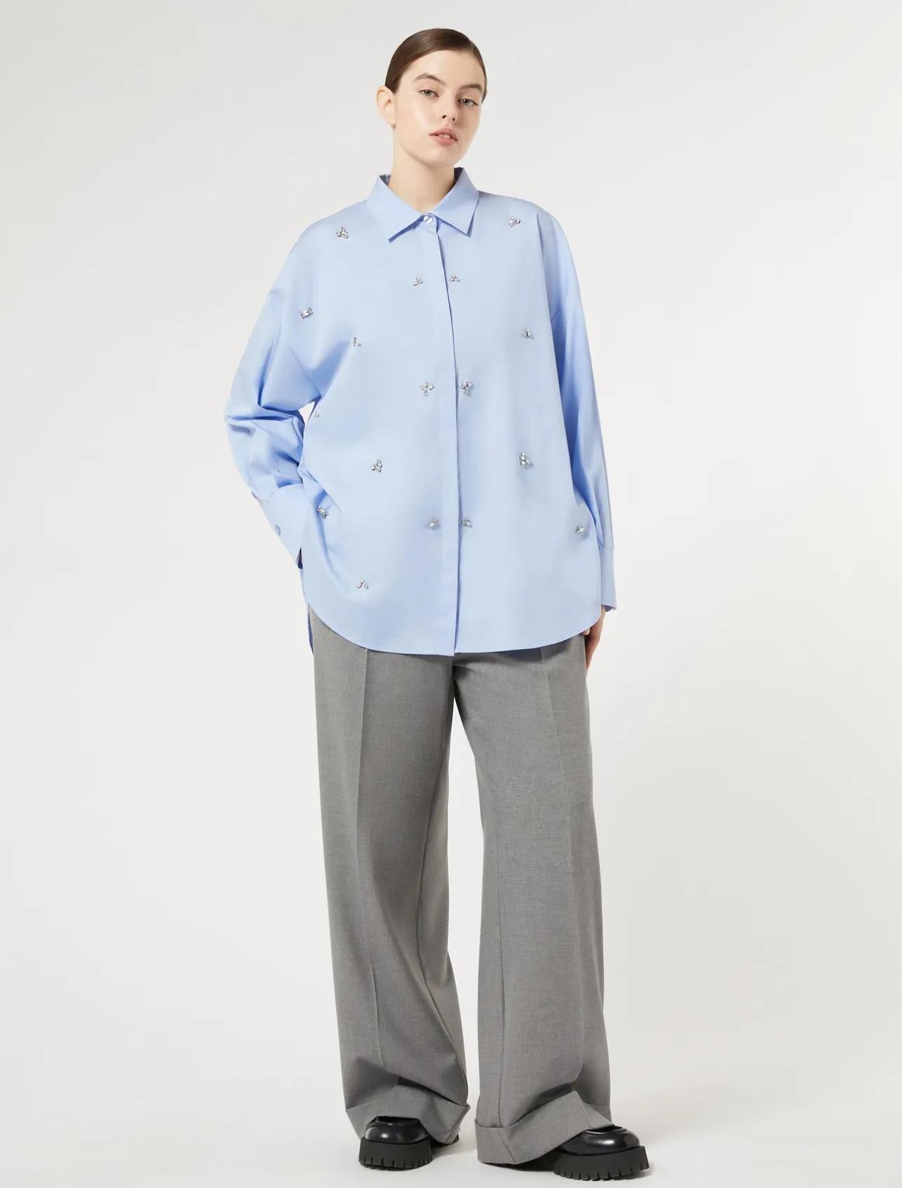 Fashion Marina Rinaldi Trousers in viscose blend twill MEDIUMGREY