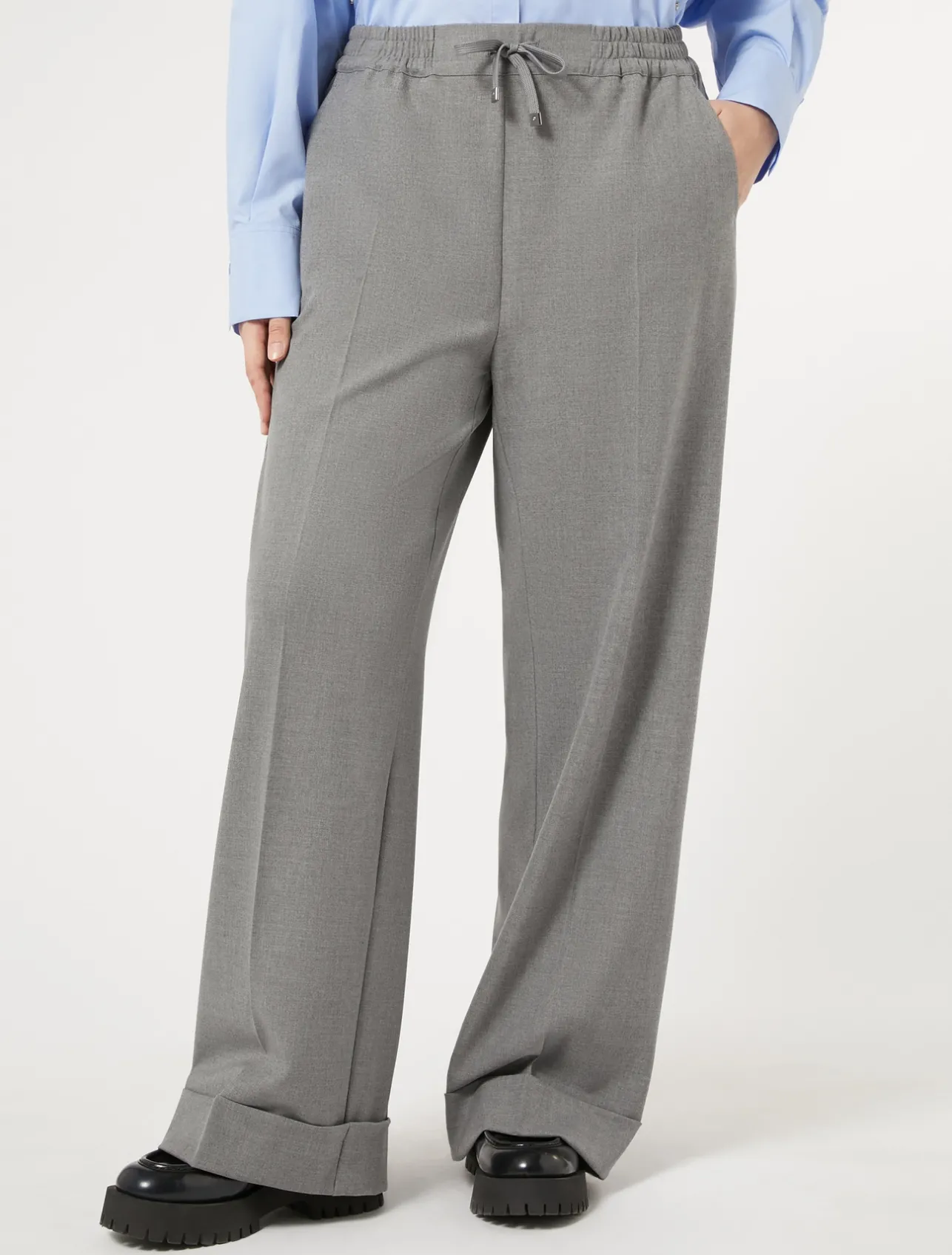 Fashion Marina Rinaldi Trousers in viscose blend twill MEDIUMGREY