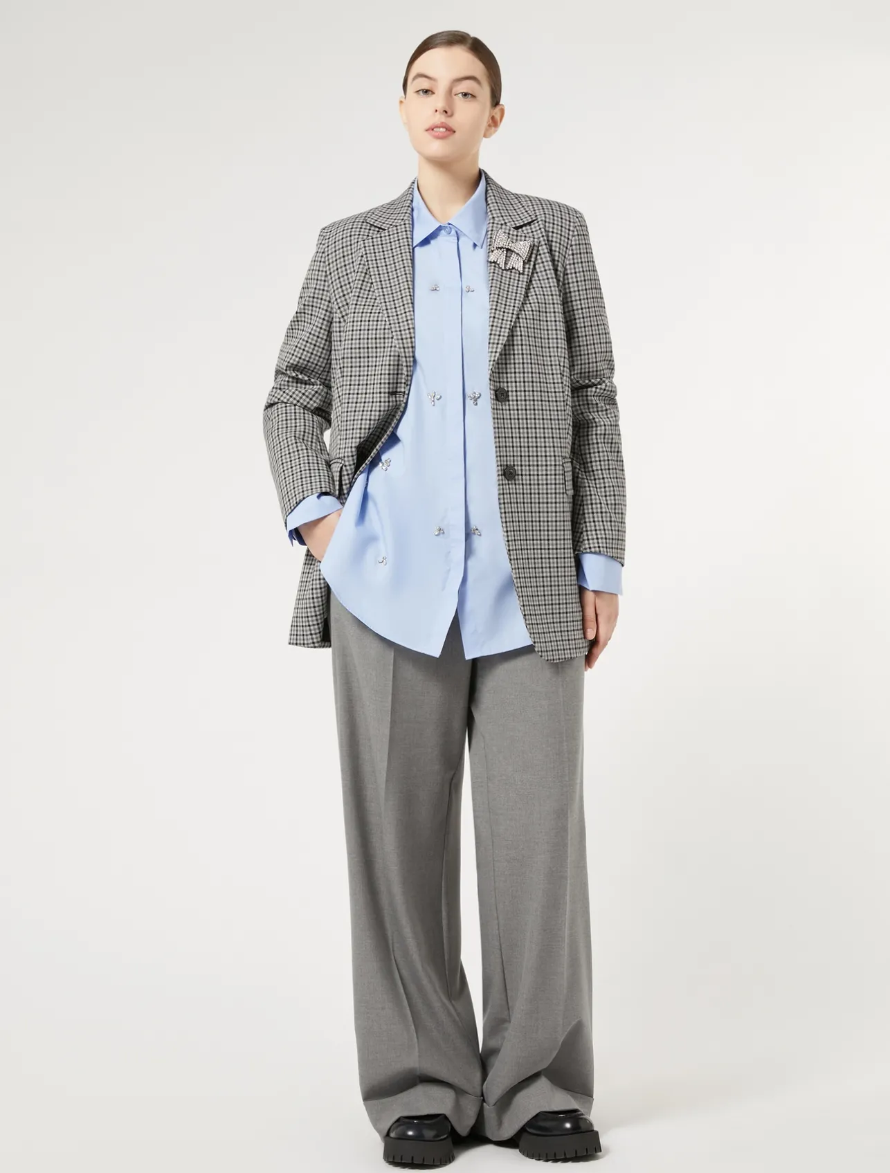 Fashion Marina Rinaldi Trousers in viscose blend twill MEDIUMGREY