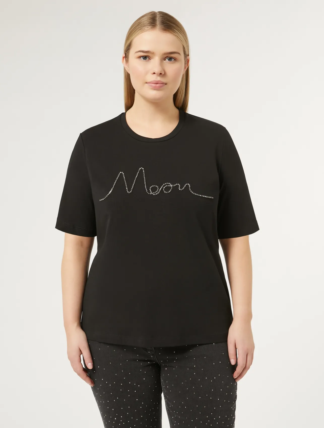 Sale Marina Rinaldi T-shirt in stretch cotton jersey BLACK