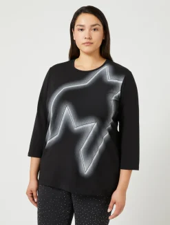 Hot Marina Rinaldi T-shirt in stretch cotton jersey BLACK