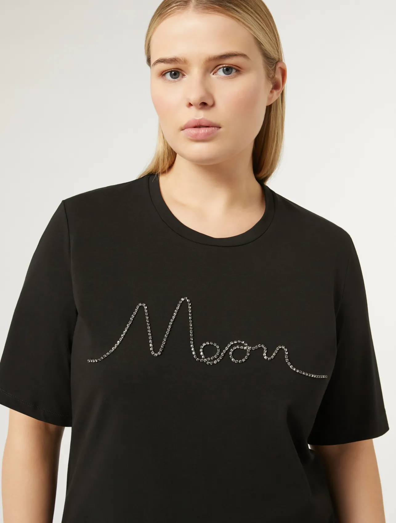 Sale Marina Rinaldi T-shirt in stretch cotton jersey BLACK