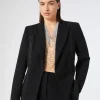 Outlet Marina Rinaldi Tulle fabric cady blazer jacket BLACK