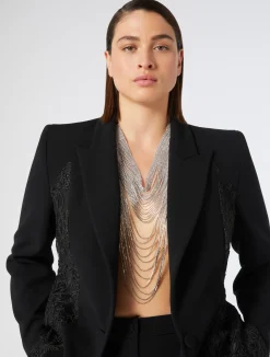 Outlet Marina Rinaldi Tulle fabric cady blazer jacket BLACK