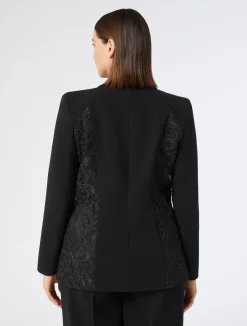 Outlet Marina Rinaldi Tulle fabric cady blazer jacket BLACK