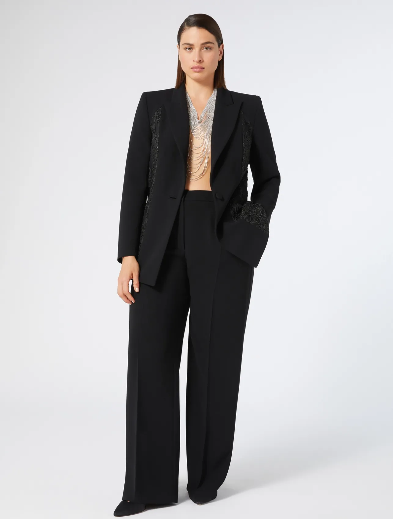 Outlet Marina Rinaldi Tulle fabric cady blazer jacket BLACK