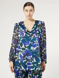 Best Marina Rinaldi Twill and georgette blouse BLACK