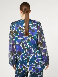 Best Marina Rinaldi Twill and georgette blouse BLACK