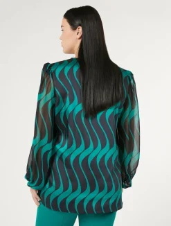 Best Marina Rinaldi Twill and georgette blouse ULTRAMARINE