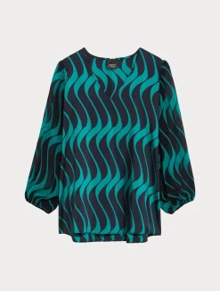 Best Marina Rinaldi Twill and georgette blouse ULTRAMARINE