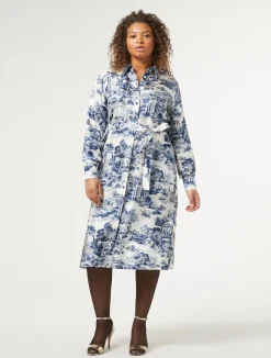 Clearance Marina Rinaldi Twill shirt dress WHITEBLUE