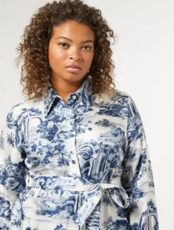 Clearance Marina Rinaldi Twill shirt dress WHITEBLUE