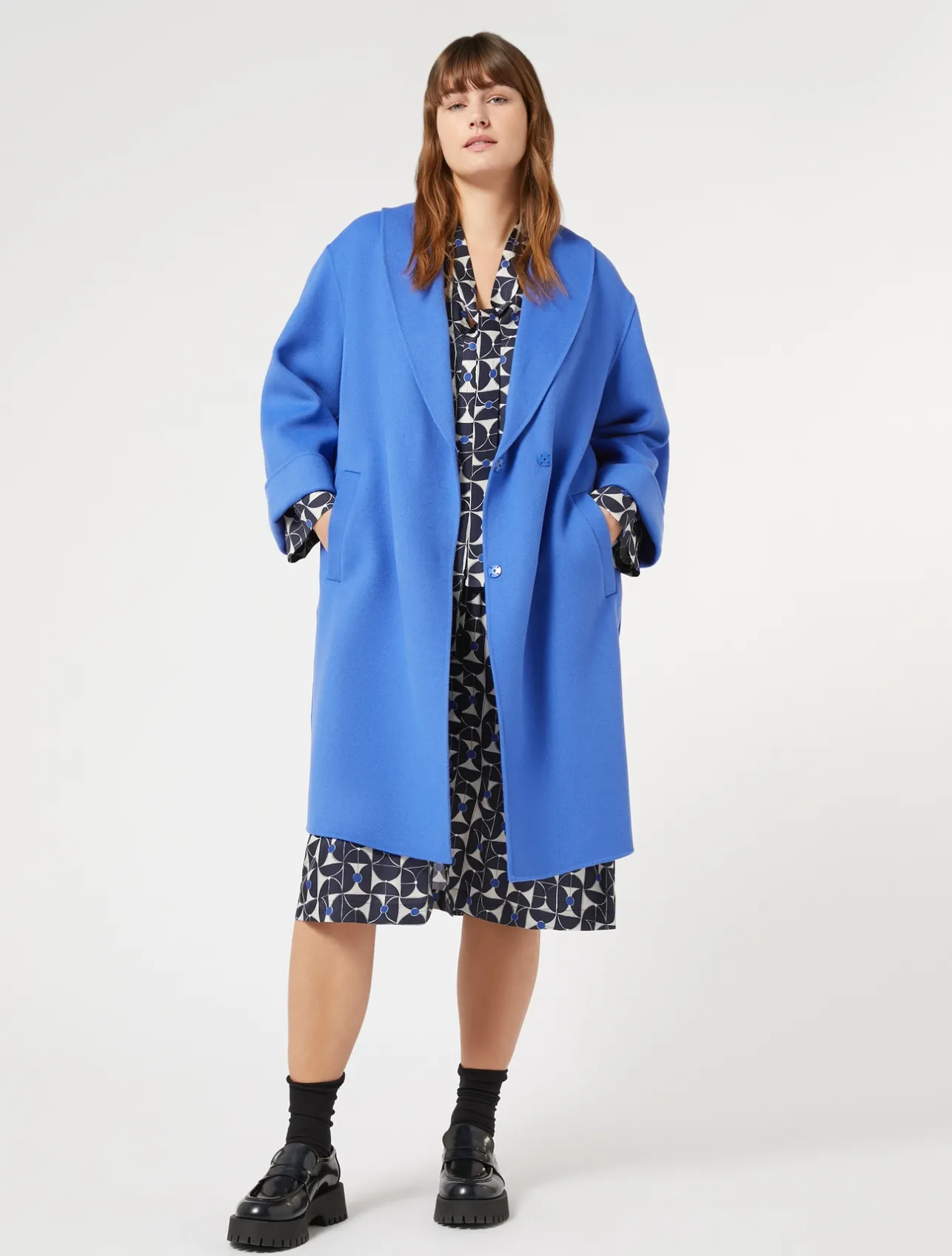 Sale Marina Rinaldi Twill shirt dress ULTRAMARINE