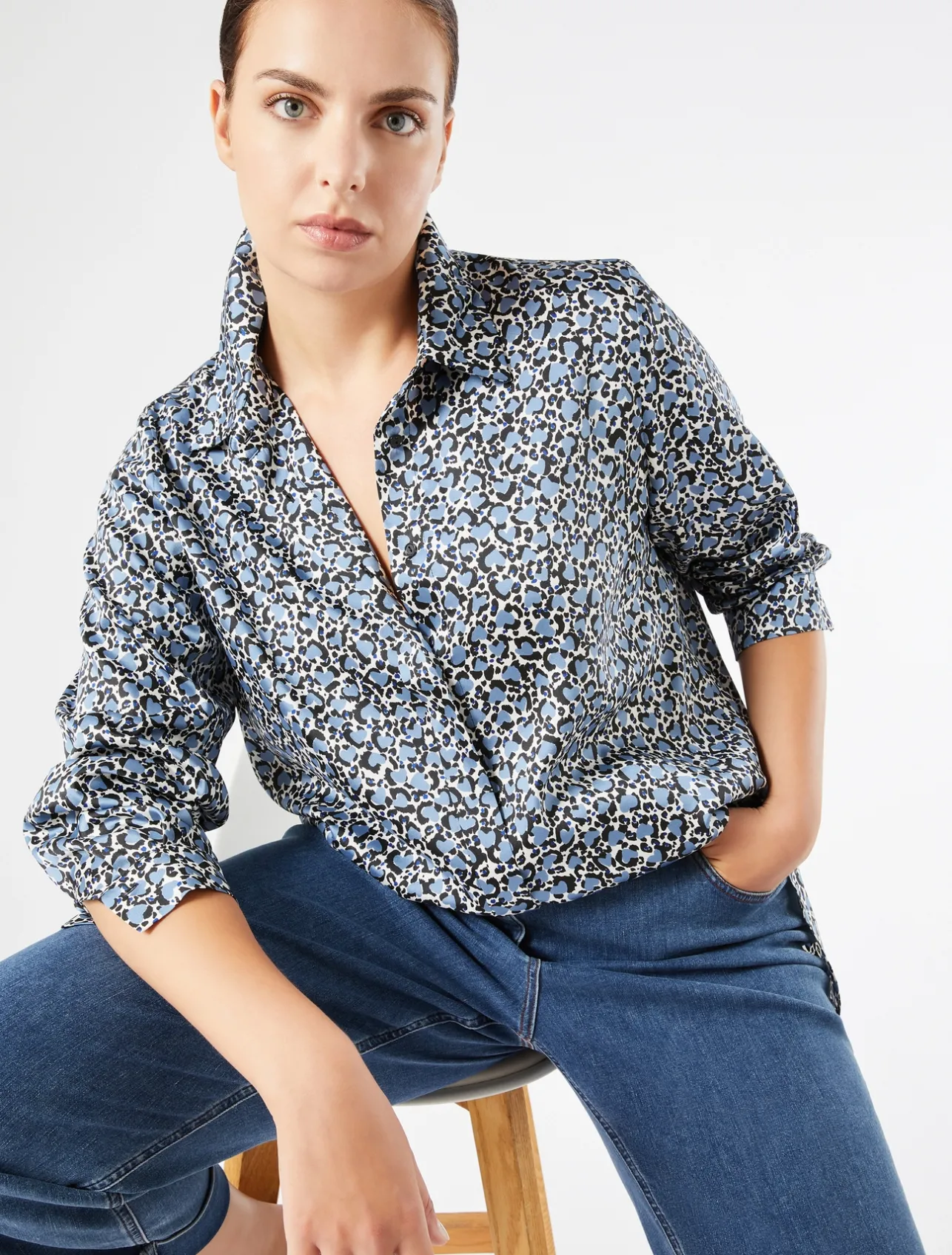 Outlet Marina Rinaldi Twill tunic LIGHTBLUE