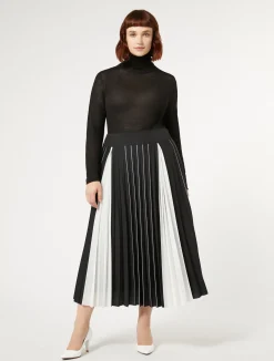 Clearance Marina Rinaldi Two-tone pleated skirt BLACKWHITE