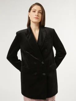 Online Marina Rinaldi Velvet blazer BLACK