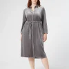 Online Marina Rinaldi Velvet jersey shirt dress DARKGREY