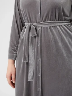 Online Marina Rinaldi Velvet jersey shirt dress DARKGREY