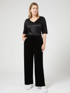 Clearance Marina Rinaldi Velvet jersey trousers BLACK