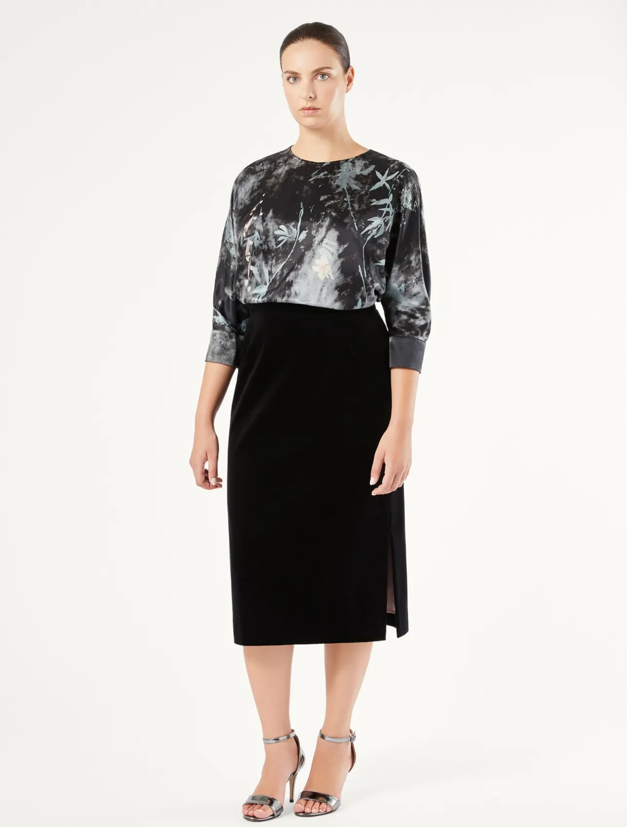 Online Marina Rinaldi Velvet skirt BLACK