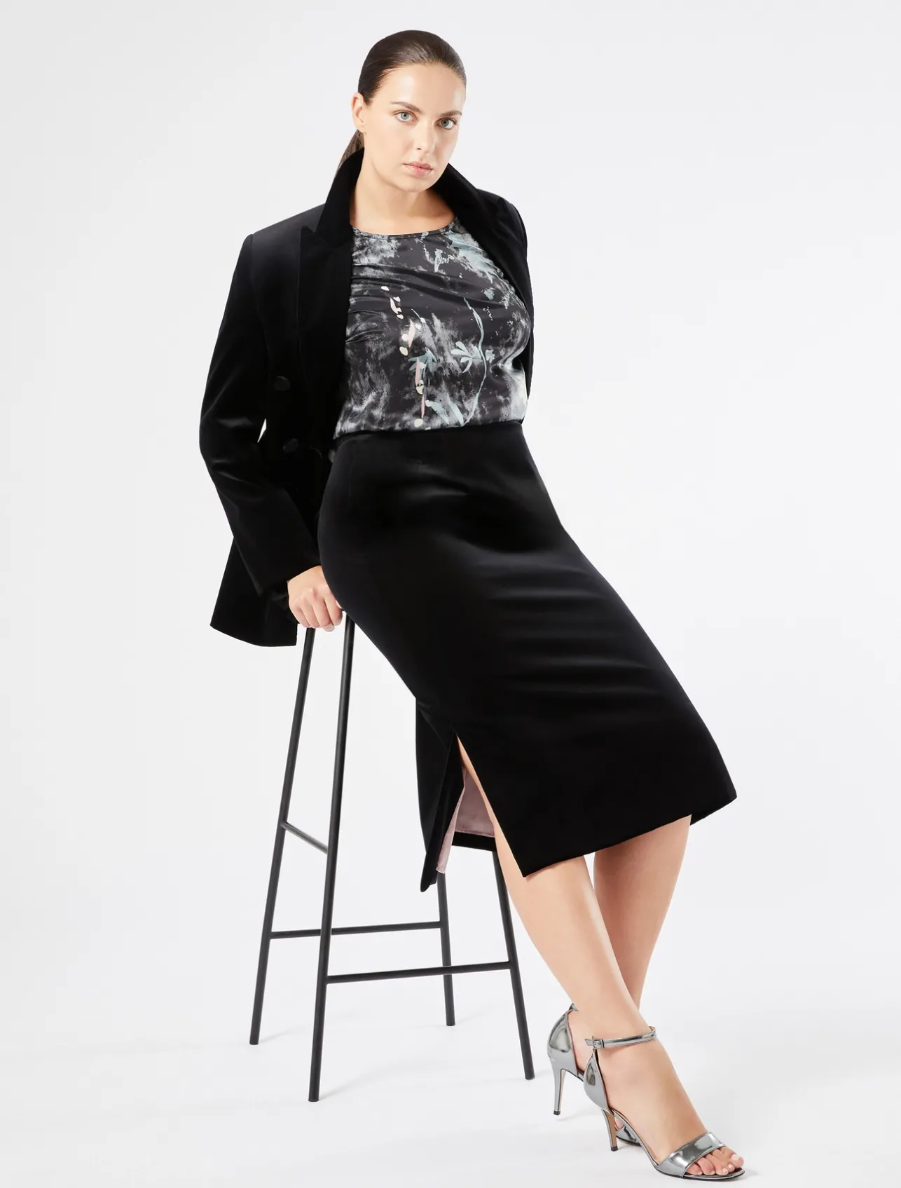 Online Marina Rinaldi Velvet skirt BLACK