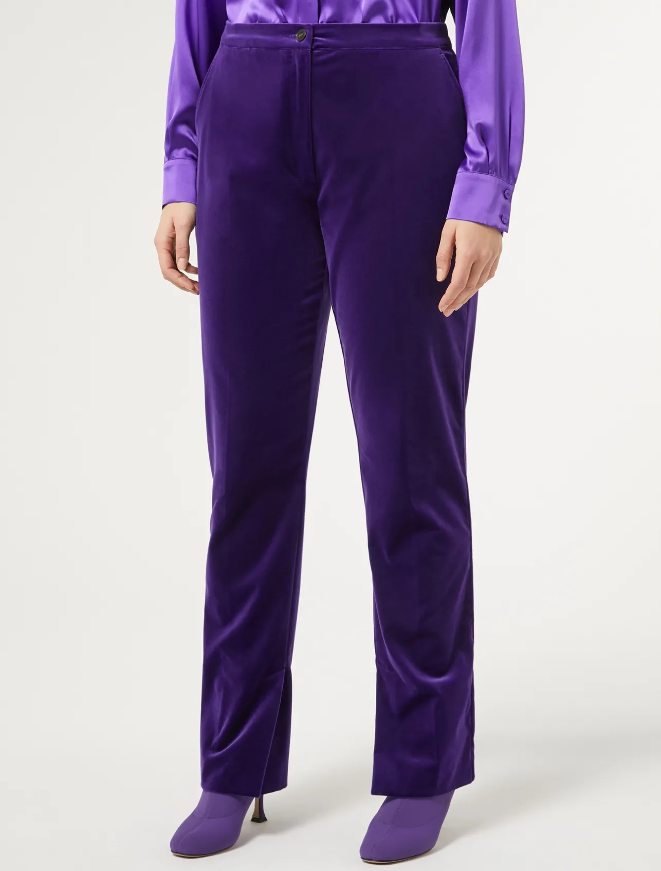 Fashion Marina Rinaldi Velvet trousers PURPLE
