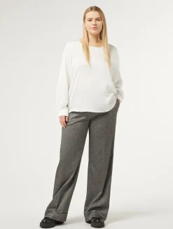 Clearance Marina Rinaldi Viscose and yarn-dyed fabric trousers BLACK