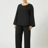 Outlet Marina Rinaldi Viscose and yarn-dyed fabric trousers BLACK
