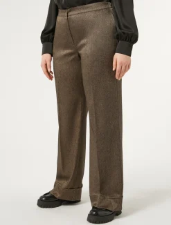 Discount Marina Rinaldi Viscose and yarn-dyed fabric trousers DARKBOWN