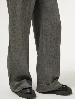 Clearance Marina Rinaldi Viscose and yarn-dyed fabric trousers BLACK