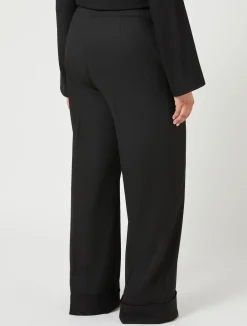 Outlet Marina Rinaldi Viscose and yarn-dyed fabric trousers BLACK