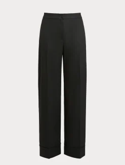 Outlet Marina Rinaldi Viscose and yarn-dyed fabric trousers BLACK