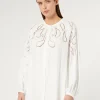 New Marina Rinaldi Viscose blouse with embroidery WHITE