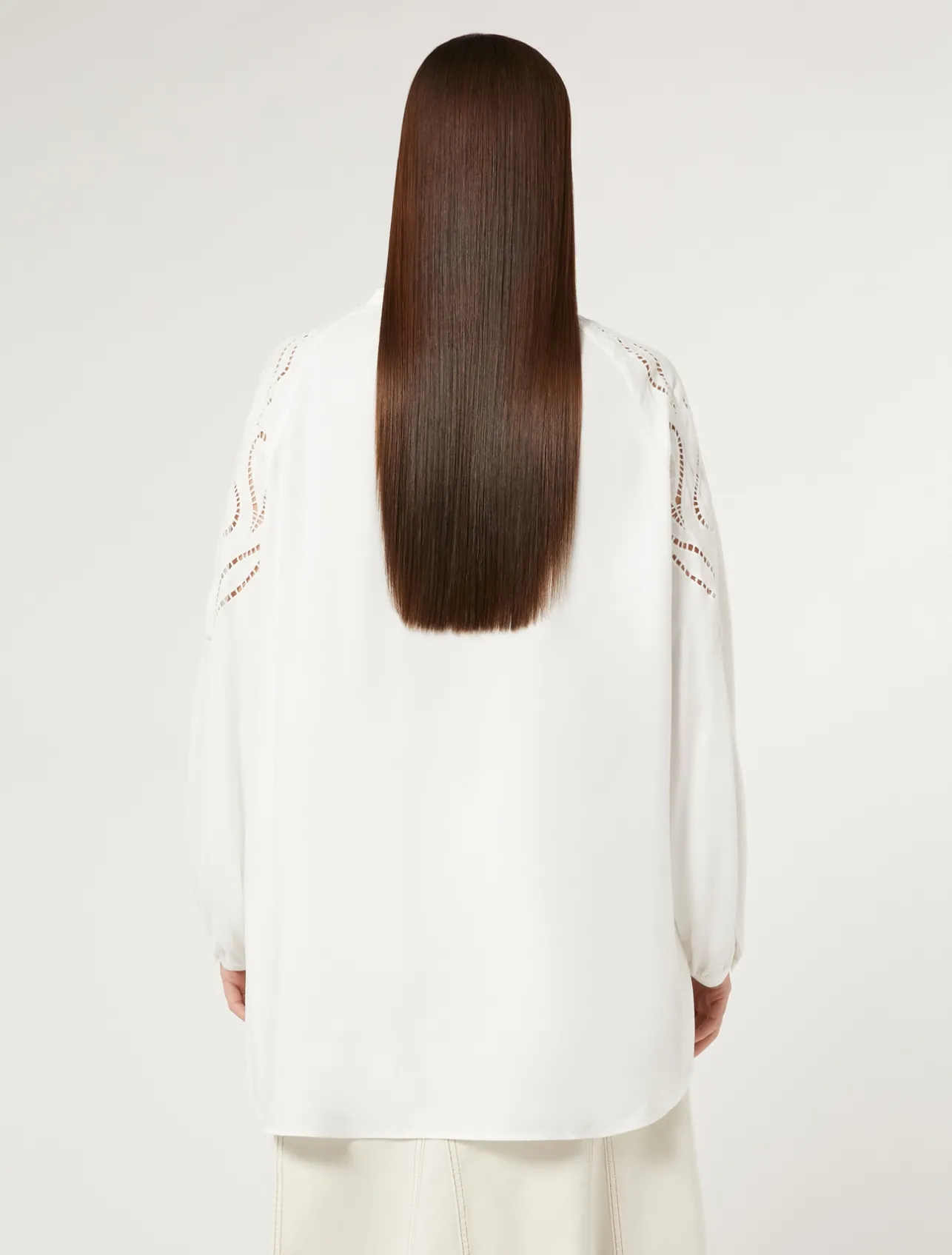 New Marina Rinaldi Viscose blouse with embroidery WHITE
