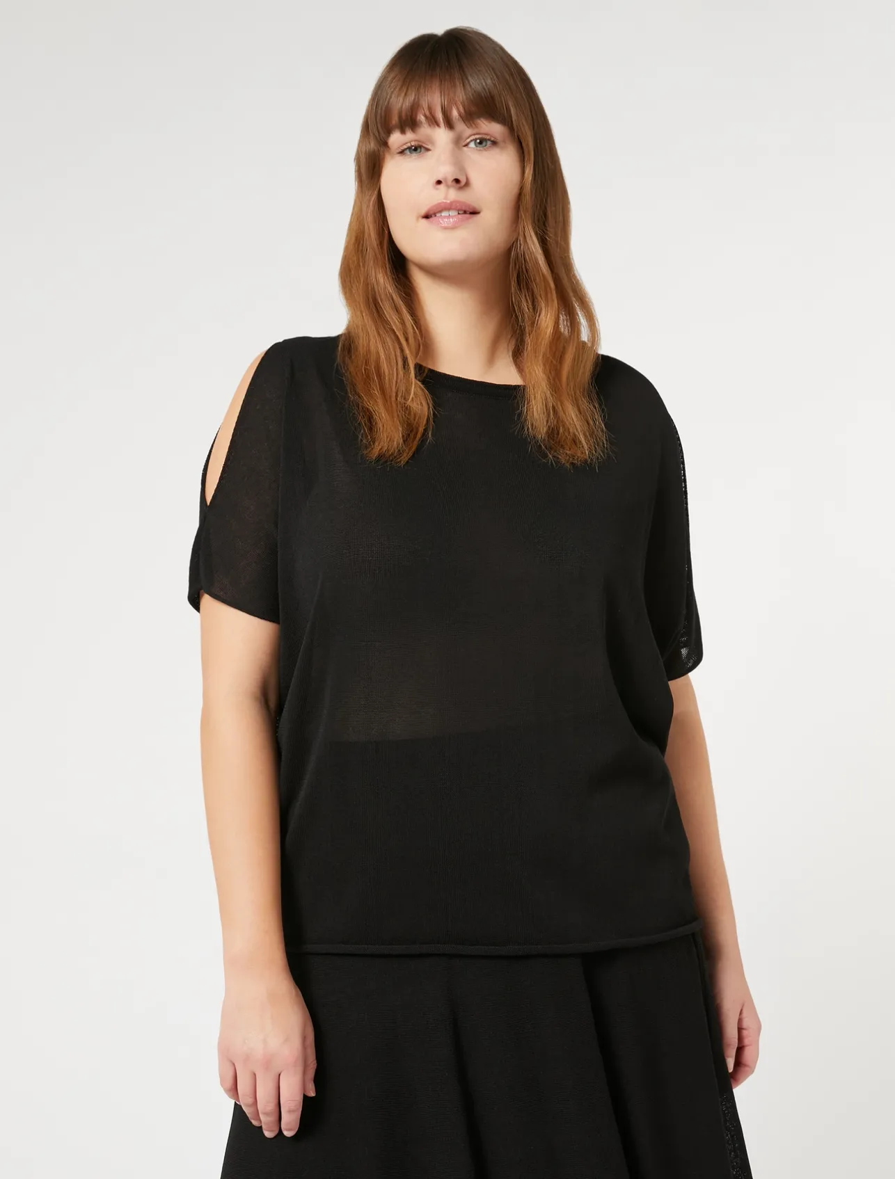 Online Marina Rinaldi Viscose crepe sweater BLACK